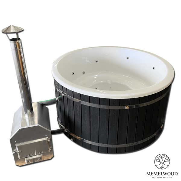 Acrylic round hot tub with external heater