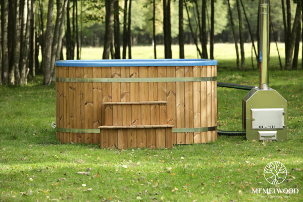 Acrylic square hot tub with external heater and thermo wood cladding