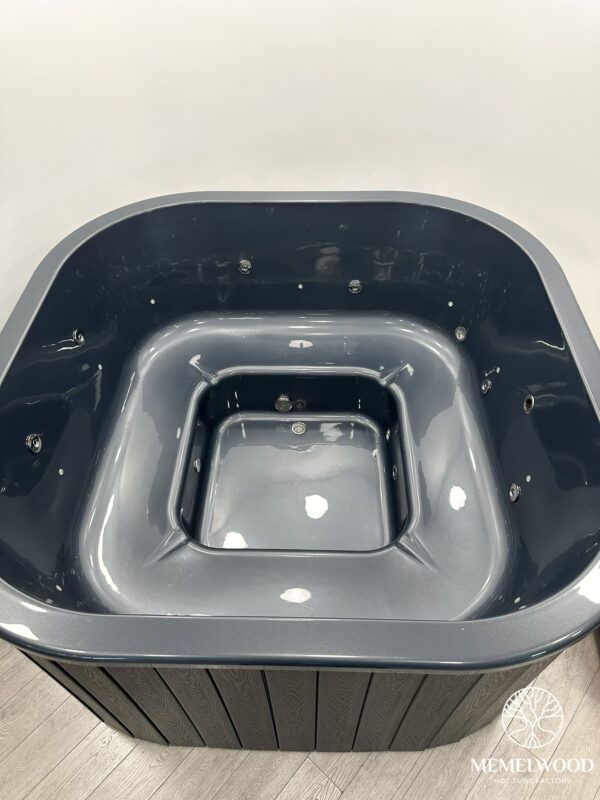 Acrylic square hot tub with external heater and wpc cladding