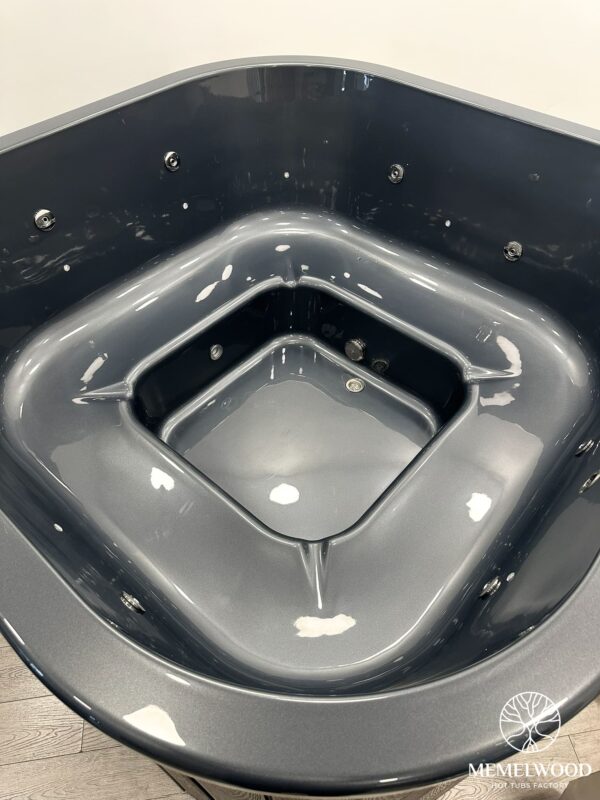 Acrylic square hot tub with external heater and wpc cladding