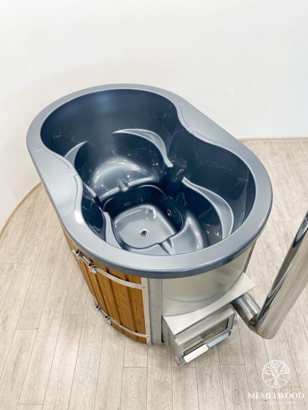 Acrylic ofuro bath with integrated heater and thermo wood cladding